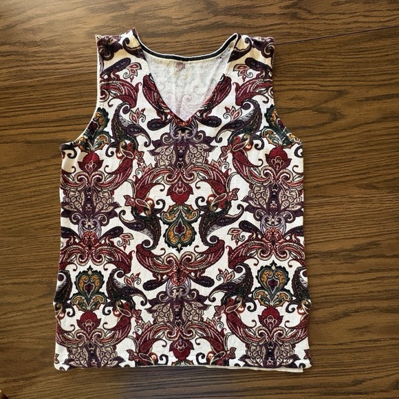 2 Piece Chicos 1/MED Artsy Multicolor Paisley Open Cardigan Duster Long Sleeves - Picture 5 of 8